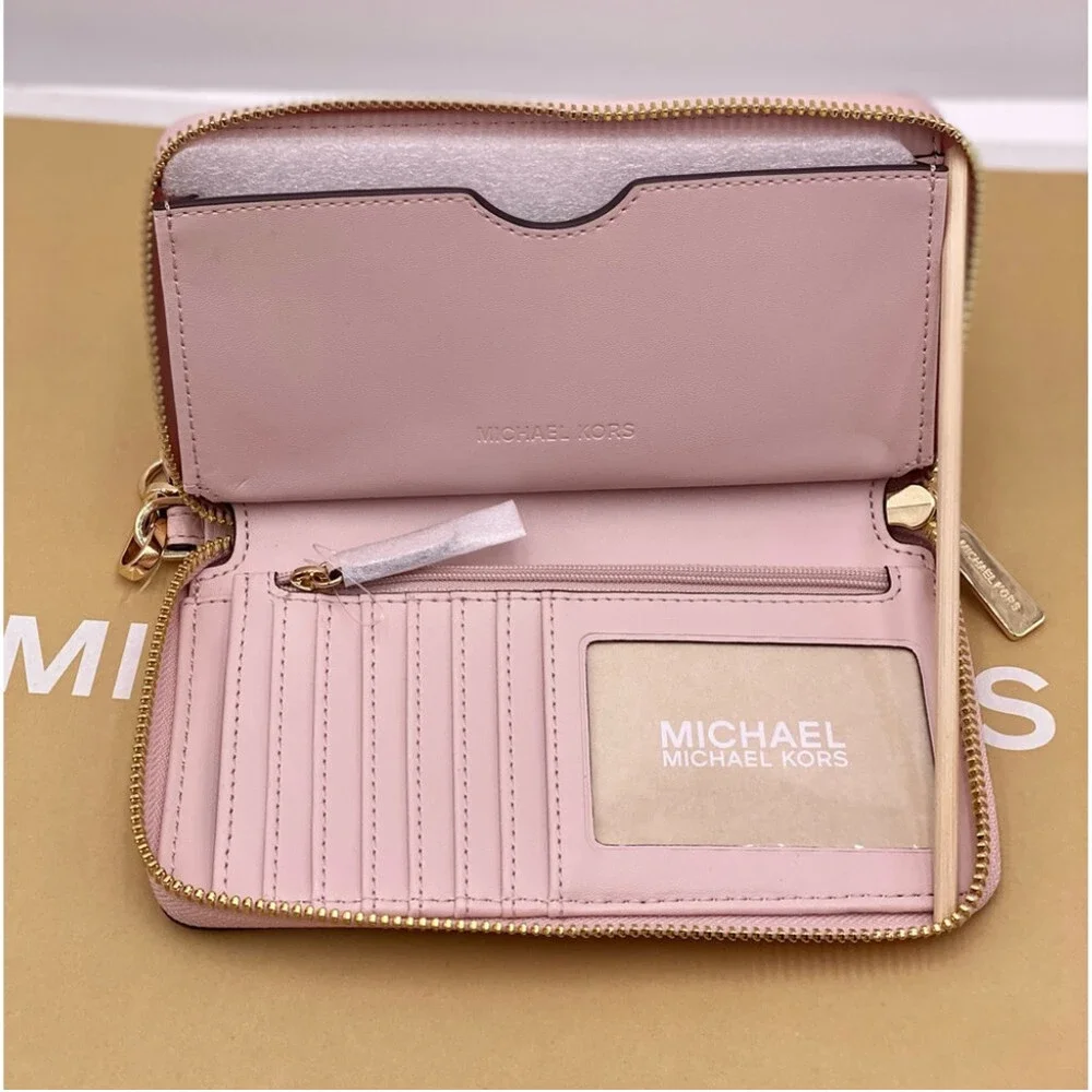 Michael Kors Jet Set Travel Wallet Phone Case Wristlet Pink